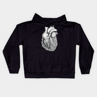 Anatomical Heart Section Pen and Ink Drawing Kids Hoodie